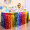 2 Pack Rainbow Wavy Metallic Tinsel Table Skirts – 108x29.5 Inches Foil Fringe Party Table Decorations – Self-Adhesive Rainbow Pride Month, Birthday, Wedding, & Parade Float Supplies